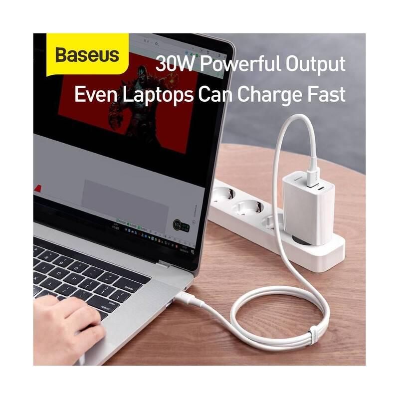 Nabíječka do sítě Baseus Speed PPS Quick Charger 30W USB-C kabel 1m bílá, Nabíječka, do, sítě, Baseus, Speed, PPS, Quick, Charger, 30W, USB-C, kabel, 1m, bílá