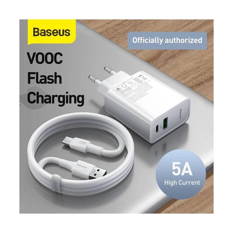 Nabíječka do sítě Baseus Speed PPS Quick Charger 30W USB-C kabel 1m bílá