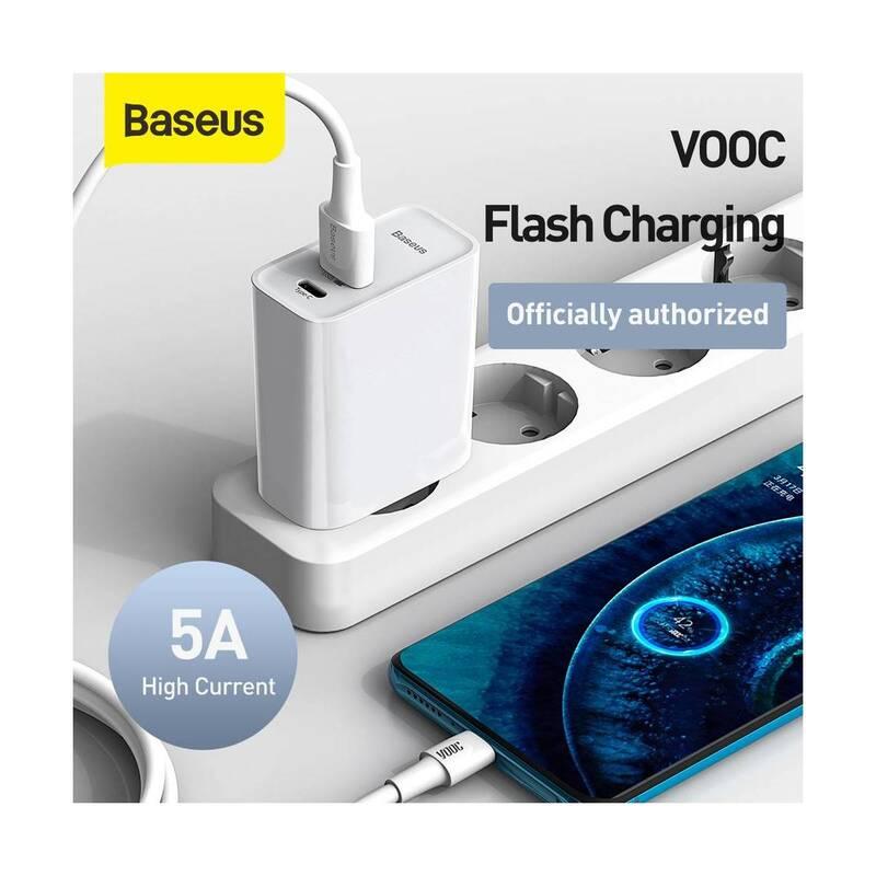 Nabíječka do sítě Baseus Speed PPS Quick Charger 30W USB-C kabel 1m bílá