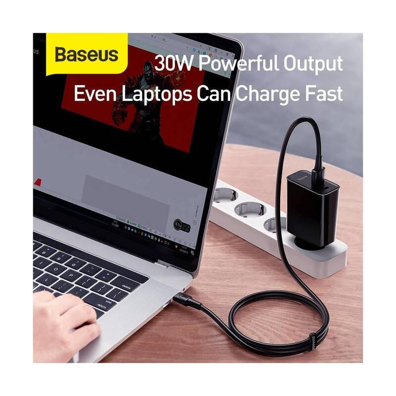 Nabíječka do sítě Baseus Speed PPS Quick Charger 30W USB-C kabel 1m černá, Nabíječka, do, sítě, Baseus, Speed, PPS, Quick, Charger, 30W, USB-C, kabel, 1m, černá