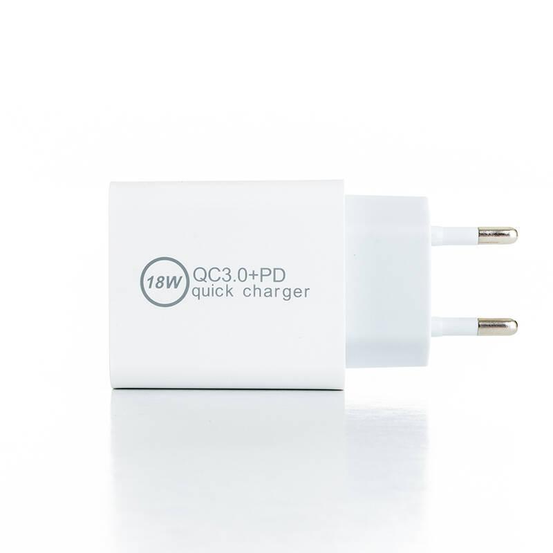 Nabíječka do sítě ER Power 18W USB-C PD, USB-A QC 3.0 bílá, Nabíječka, do, sítě, ER, Power, 18W, USB-C, PD, USB-A, QC, 3.0, bílá
