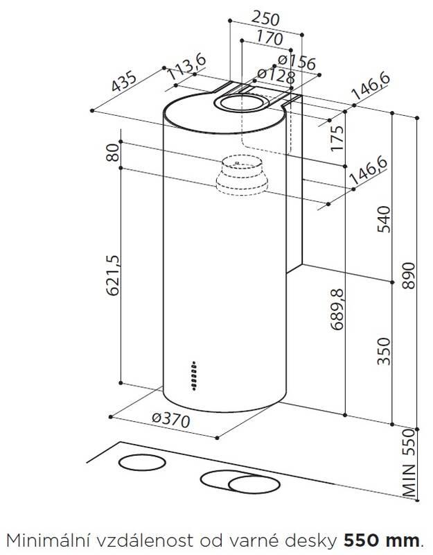 Odsavač par Faber CYLINDRA GLOSS PLUS EV8 WH A37 bílý