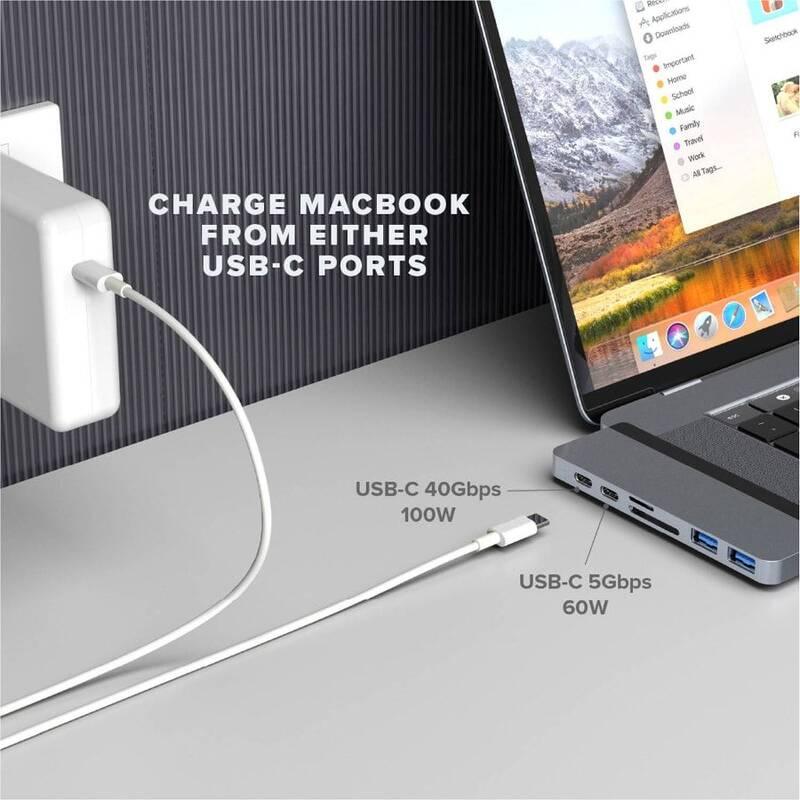 USB Hub HyperDrive DUO 7-in-2 Hub USB-C MacBook Pro šedý