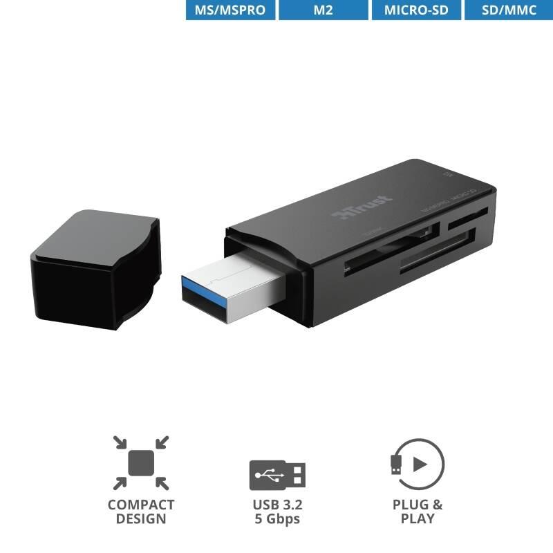 Čtečka paměťových karet Trust Nanga USB 3.1, M2, MS, SD, Micro SD