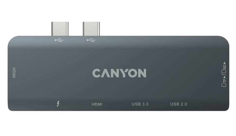 Dokovací stanice Canyon DS-5, pro MacBook, USB-C PD 100W stříbrná