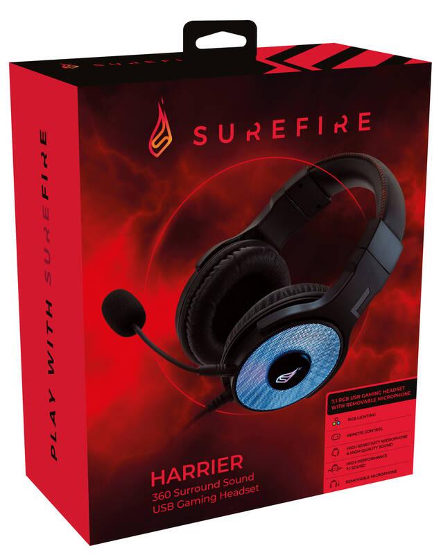 Headset SureFire Harrier 360 Surround Sound USB černý, Headset, SureFire, Harrier, 360, Surround, Sound, USB, černý