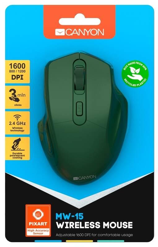 Myš Canyon Pixart MW-15 zelená