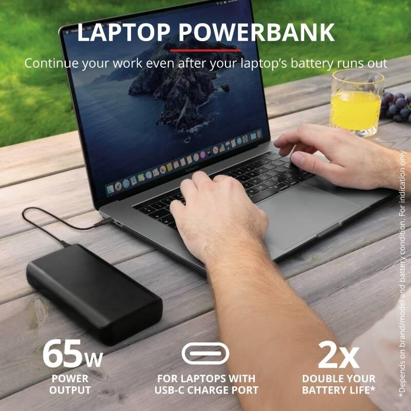 Powerbank Trust Laro 65W USB-C Laptop, 20 000mAh černá
