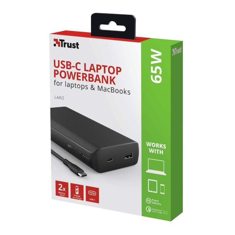 Powerbank Trust Laro 65W USB-C Laptop, 20 000mAh černá