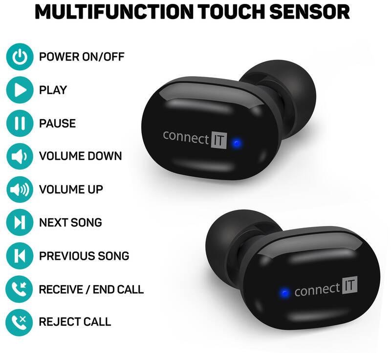 Sluchátka Connect IT SensorTouch černá