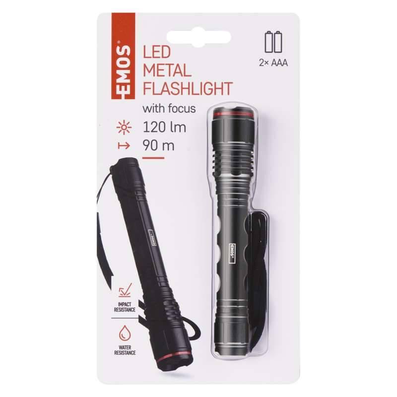Svítilna EMOS 120 lm, 2× AAA, FOKUS černá