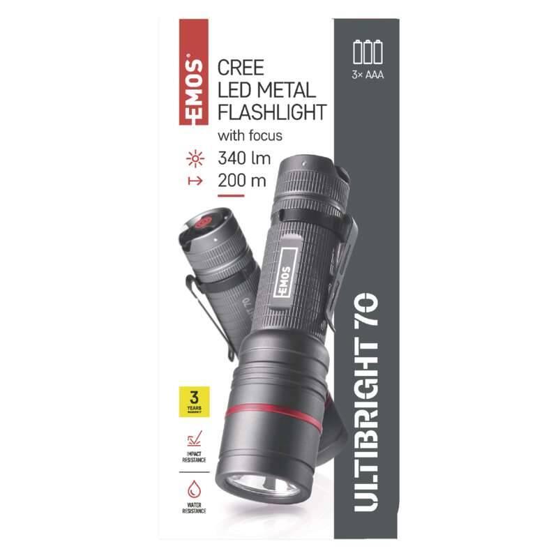 Svítilna EMOS Ultibright 70, P3170, 340lm, 3xAAA šedá