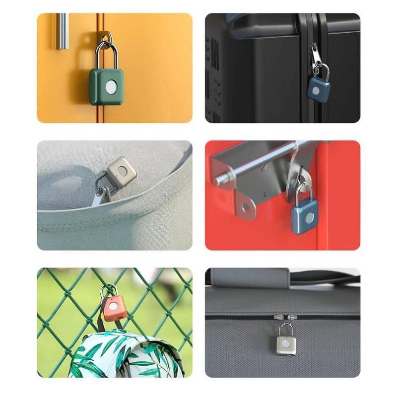 Visací zámek UODI na otisk prstu, IPX2 modrý