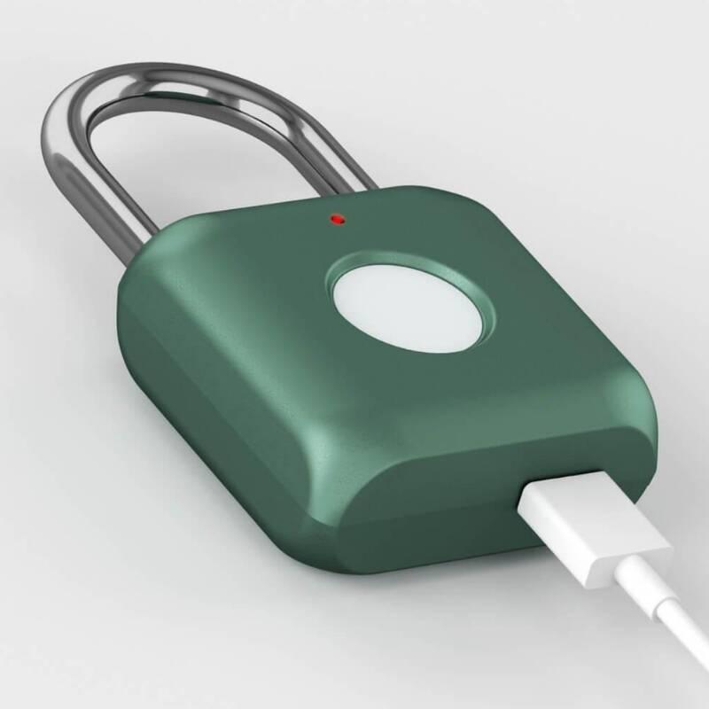 Visací zámek UODI na otisk prstu, IPX2 zelený