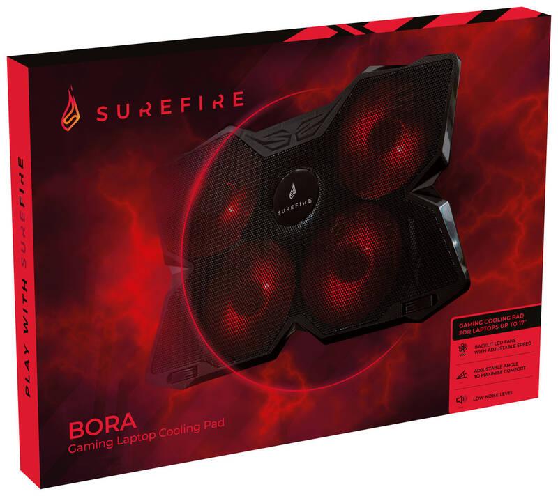 Chladící podložka pro NTB SureFire Bora Gaming do 17" černá červená