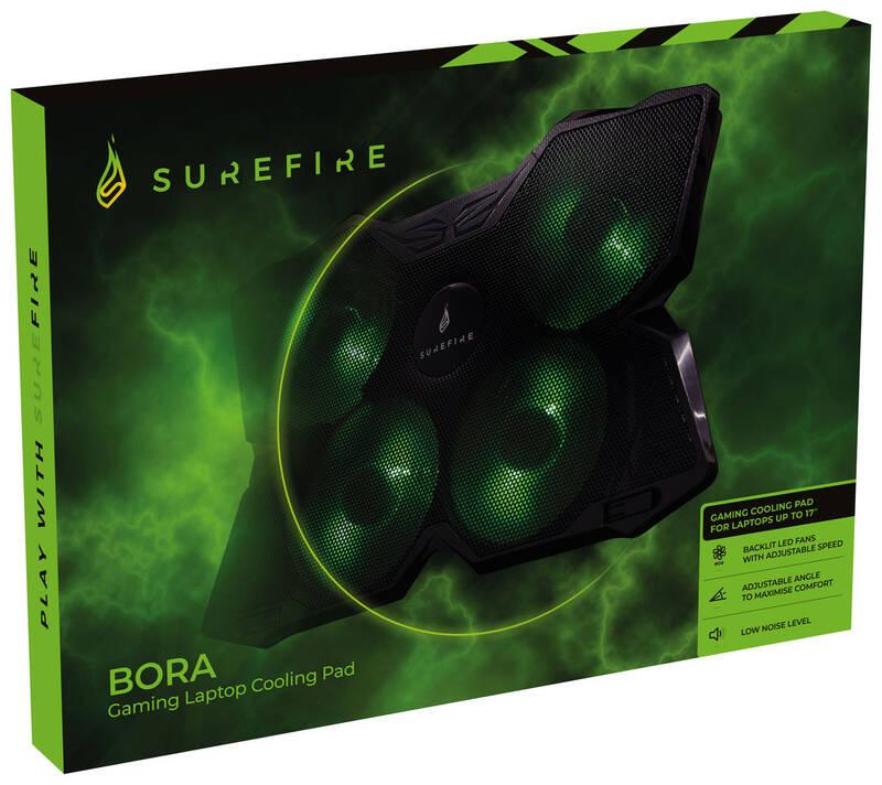 Chladící podložka pro NTB SureFire Bora Gaming do 17" černá zelená