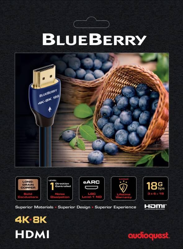 Kabel AUDIOQUEST HDMI 2.0 BlueBerry, 0,6 m černý modrý, Kabel, AUDIOQUEST, HDMI, 2.0, BlueBerry, 0,6, m, černý, modrý