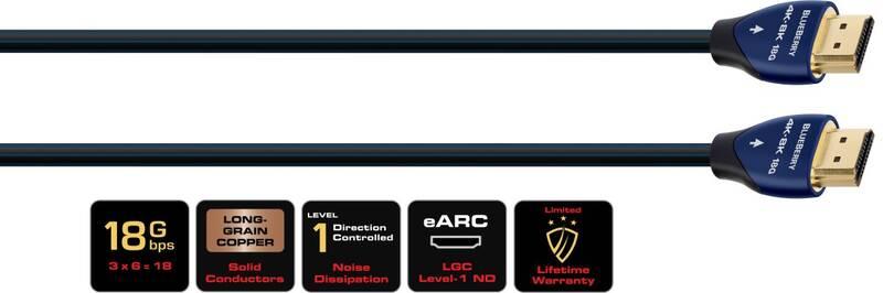 Kabel AUDIOQUEST HDMI 2.0 BlueBerry, 3 m černý modrý