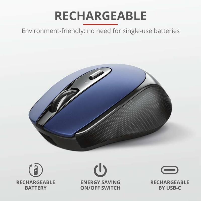 Myš Trust Zaya Rechargeable modrá