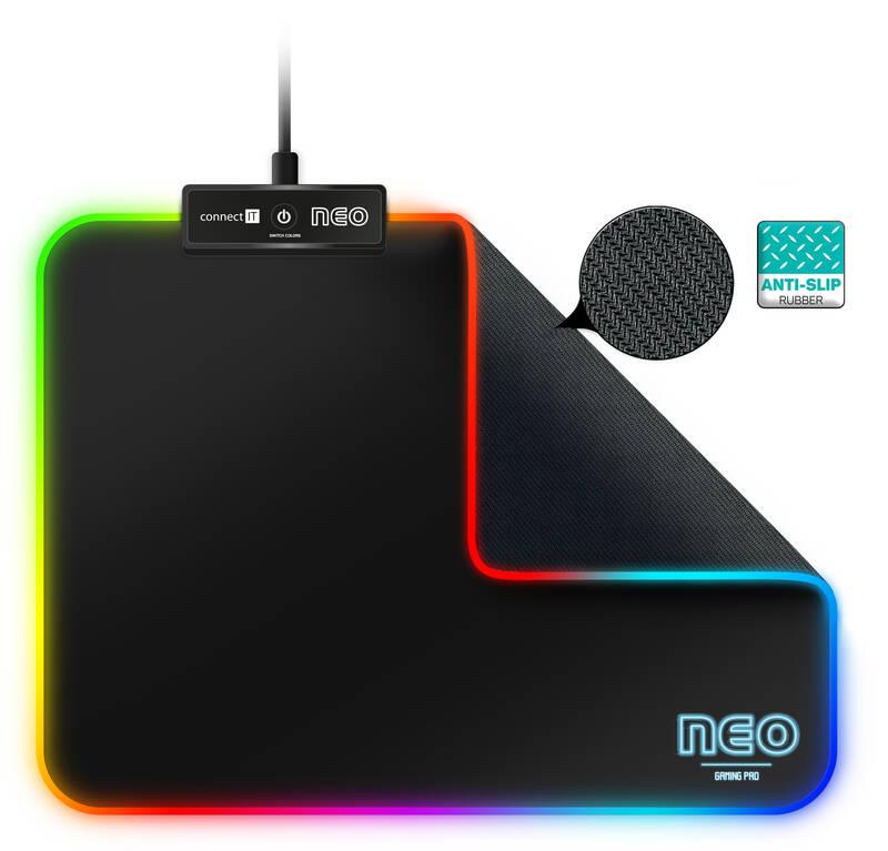 Podložka pod myš Connect IT NEO RGB, vel. S 32 x 24,5 cm černá