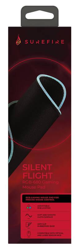 Podložka pod myš SureFire Silent Flight RGB-680, 68 x 28 cm černá