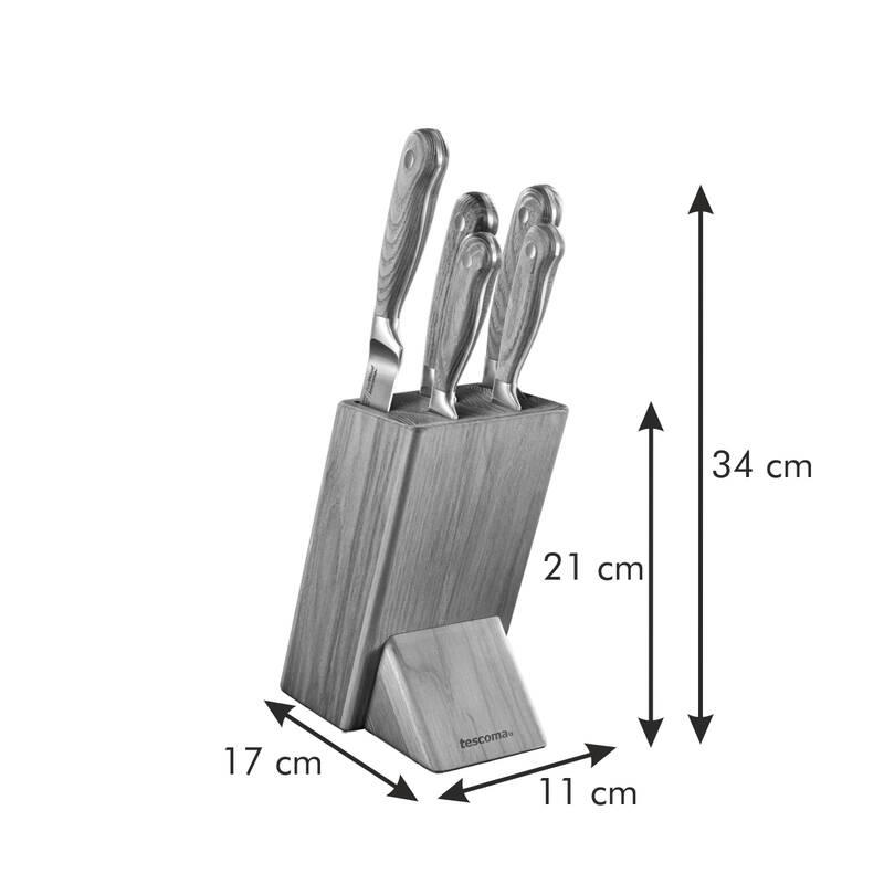 Sada kuchyňských nožů Tescoma FEELWOOD, 5 nožů, blok