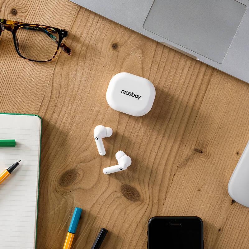Sluchátka Niceboy HIVE Pins bílá