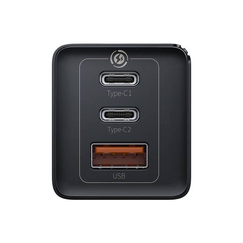 Nabíječka do sítě Baseus GaN2 Pro Quick Charger, 2x USB-C, 1x USB, QC 4 , 65W USB-C kabel 1m černá