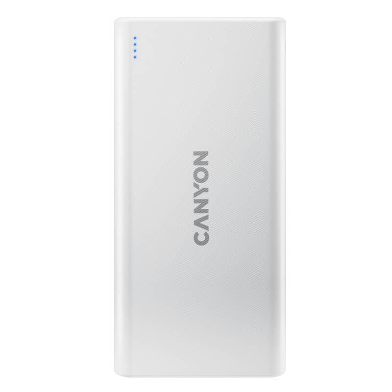 Powerbank Canyon 10000 mAh, Micro USB USB-C bílá