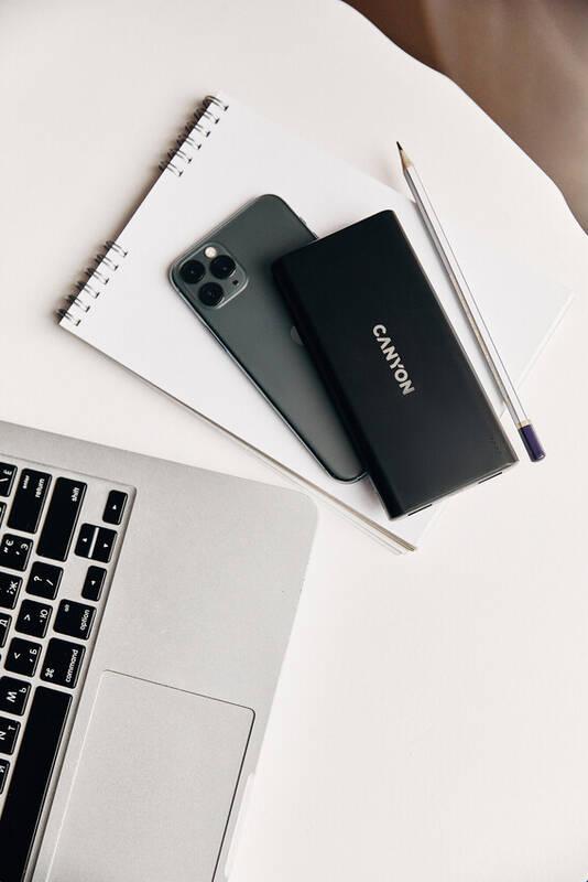 Powerbank Canyon 10000 mAh, Micro USB USB-C černá