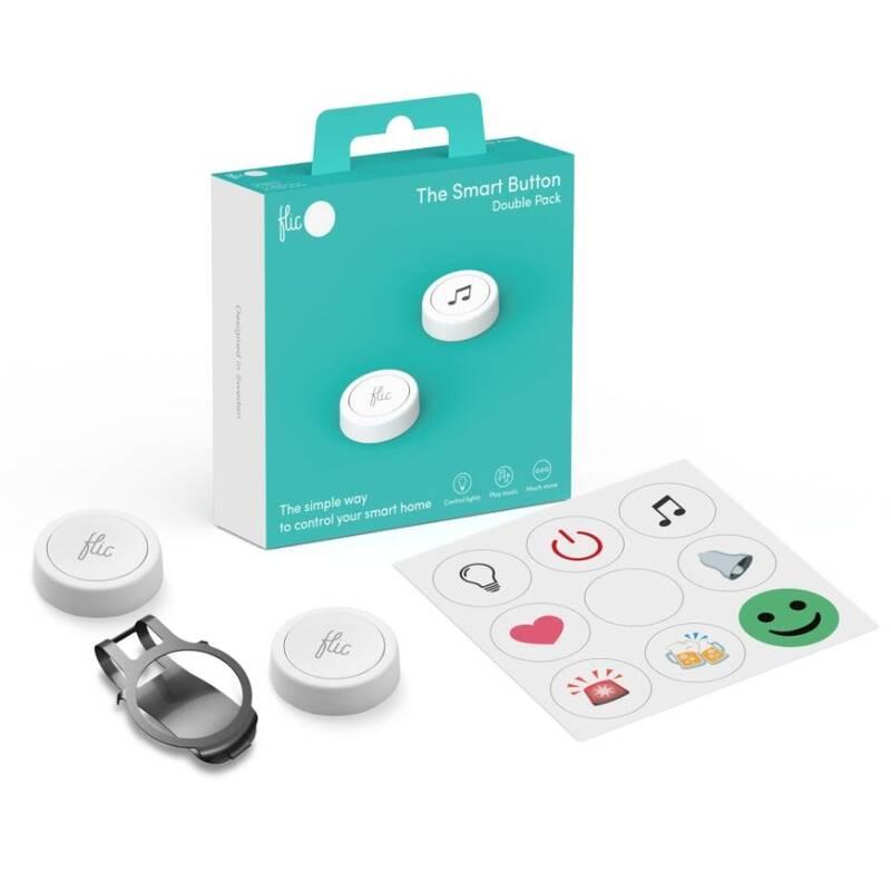 Tlačítko Flic 2 – 2x chytré Bluetooth tlačítko, kovový klip, nálepky