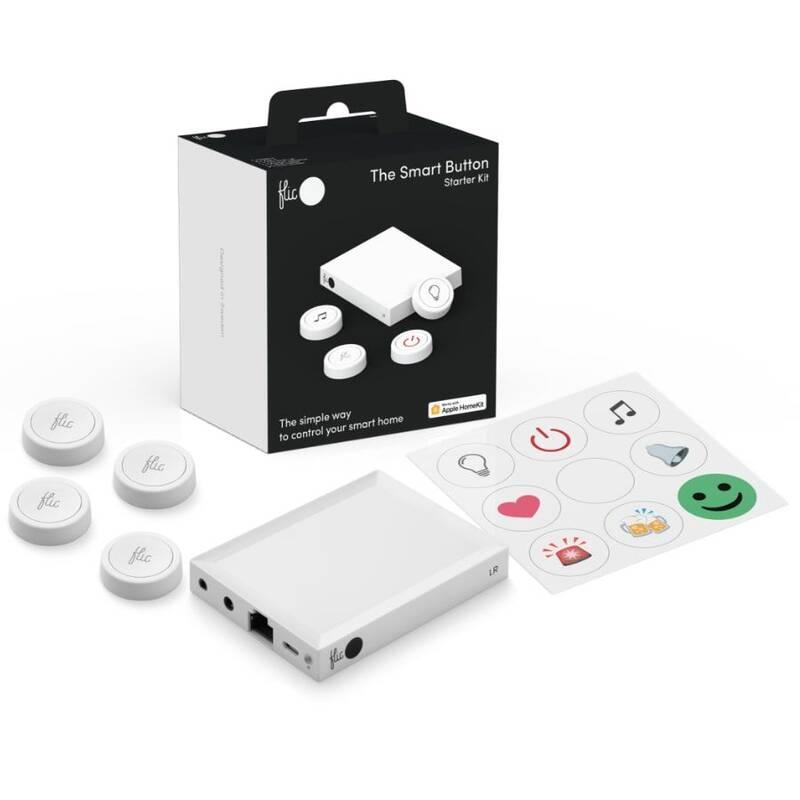 Tlačítko Flic 2 Starter Kit – 4x chytré Bluetooth tlačítko, Hub LR, síťový adaptér, nálepky