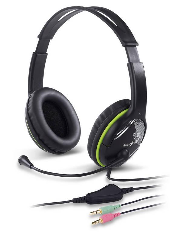 Headset Genius HS-400A černý zelený, Headset, Genius, HS-400A, černý, zelený