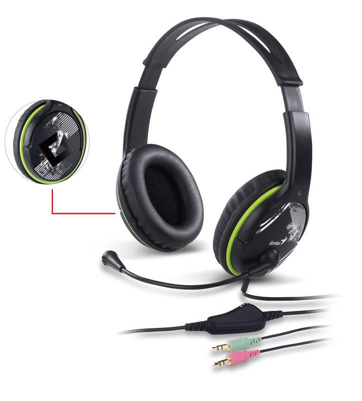 Headset Genius HS-400A černý zelený, Headset, Genius, HS-400A, černý, zelený