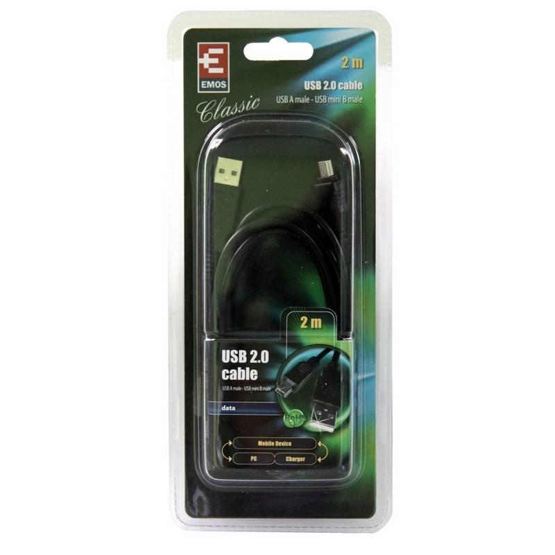 Kabel EMOS USB MiniUSB, 2m černý