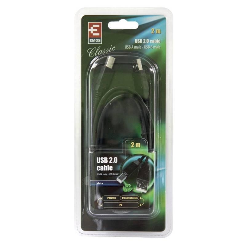 Kabel EMOS USB USB-B, 2m černý