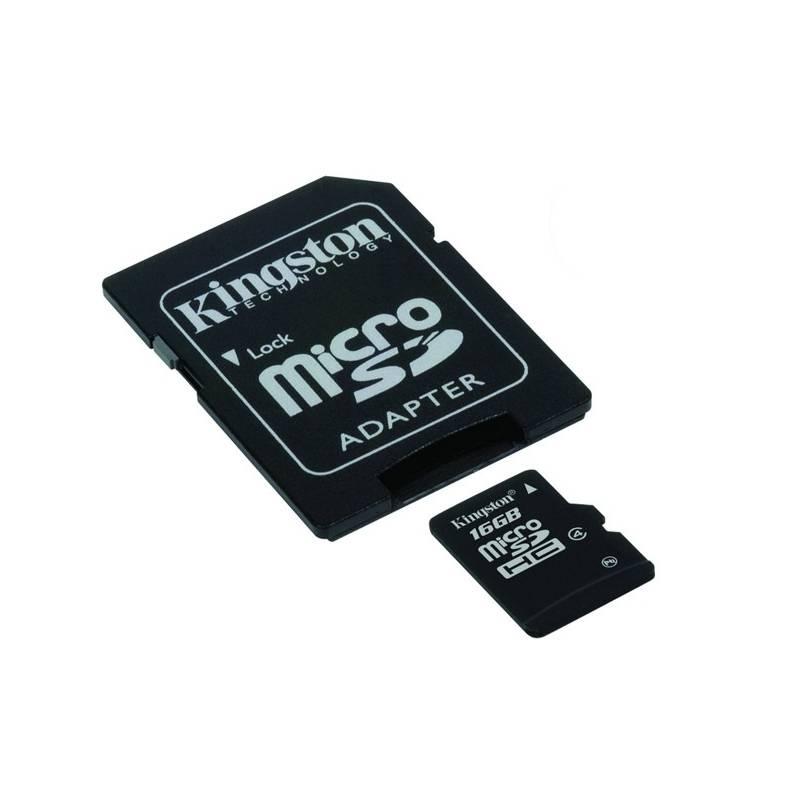 Paměťová karta Kingston MicroSDHC 16GB Class 4 adapter