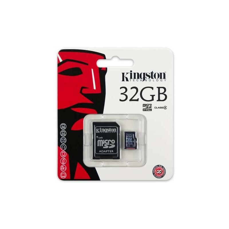 Paměťová karta Kingston MicroSDHC 32GB Class4 adapter