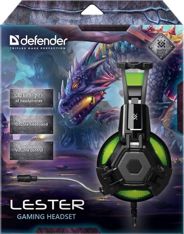 Headset Defender Lester černý zelený