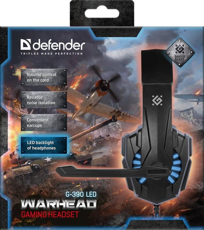 Headset Defender Warhead G-390 LED černý modrý