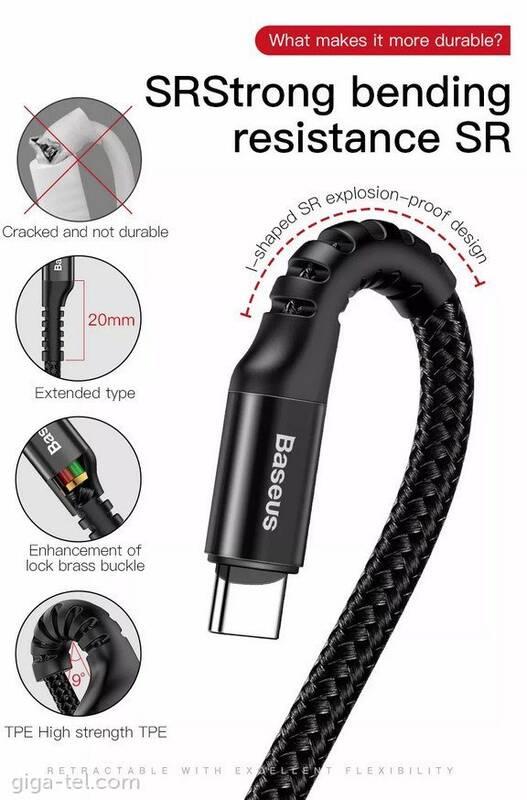 Kabel Baseus Fish-eye Spring USB USB-C, 1m černý