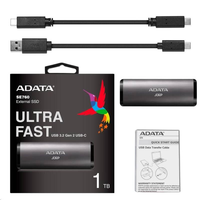 SSD externí ADATA SE760 1TB šedý, SSD, externí, ADATA, SE760, 1TB, šedý