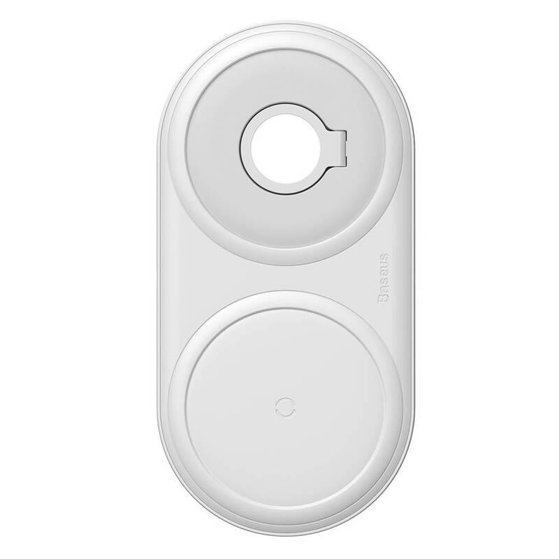 Bezdrátová nabíječka Baseus Planet 2v1 USB adaptér a USB-C kabel 1m bílá