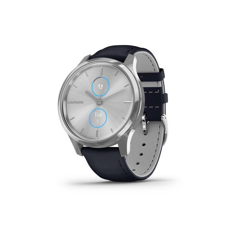 Chytré hodinky Garmin vivomove3 Luxe Silver Blue Leather Band