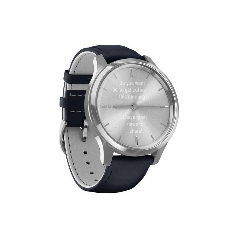Chytré hodinky Garmin vivomove3 Luxe Silver Blue Leather Band