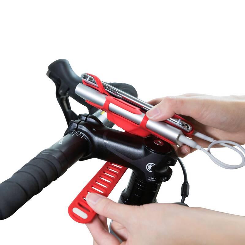 Držák na mobil BONE Bike Tie Pro - Pack na kolo pro powerbanku a mobil 4-6,5" červený