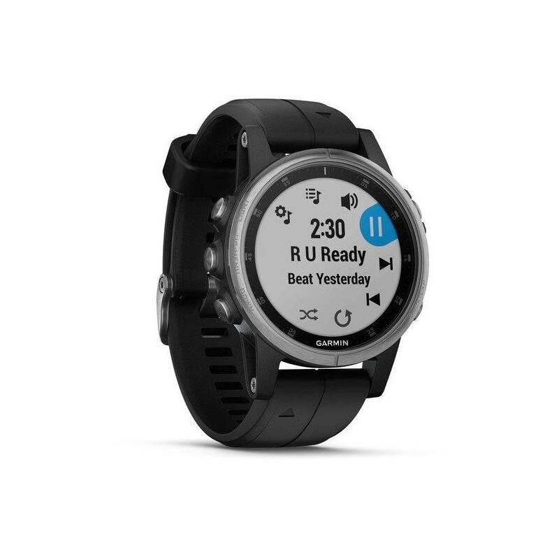GPS hodinky Garmin Fenix5S Plus Sapphire Silver Black Band