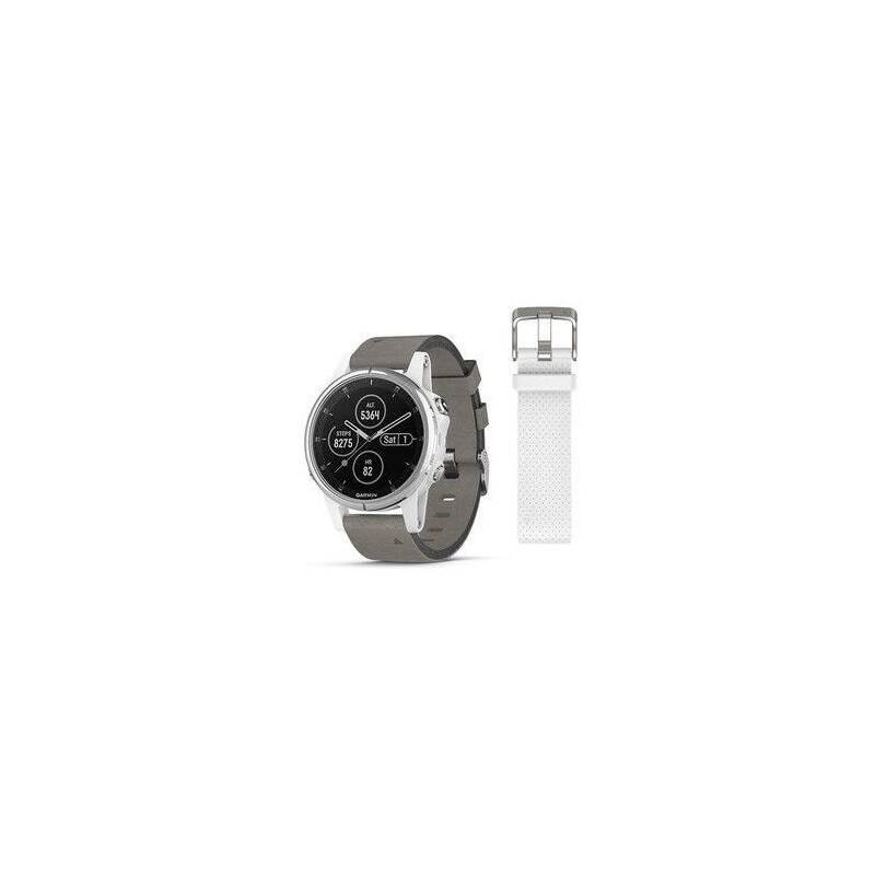 GPS hodinky Garmin Fenix5S Plus Sapphire White Suede Band