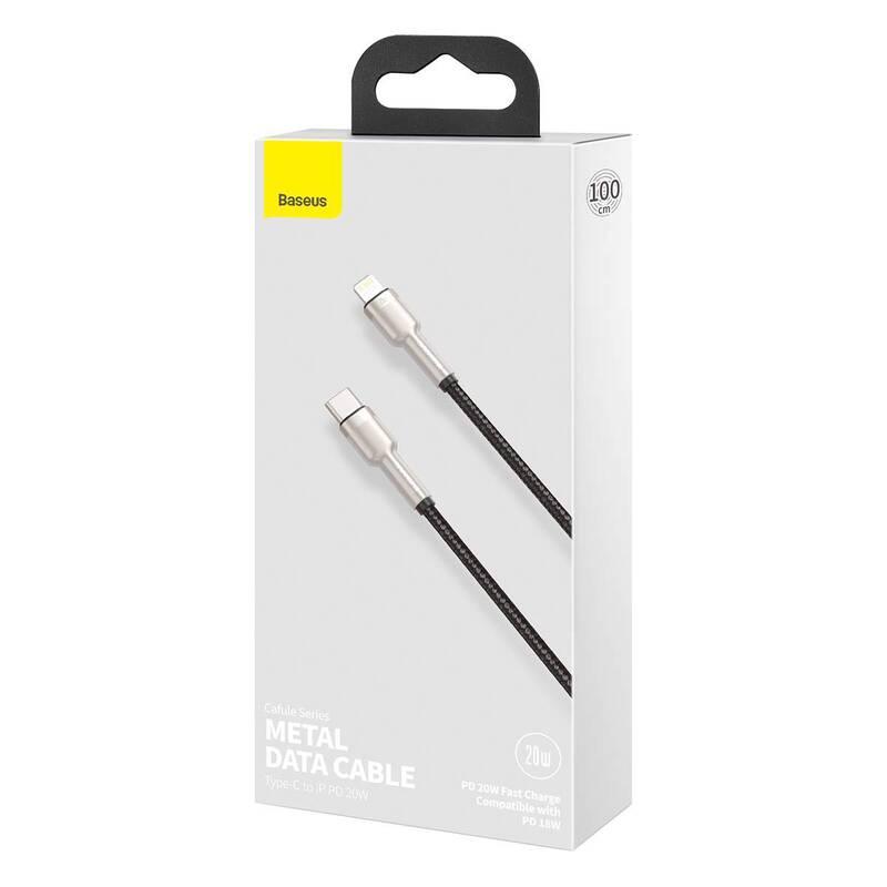 Kabel Baseus Cafule USB-C Lightning PD 20W, 1m černý