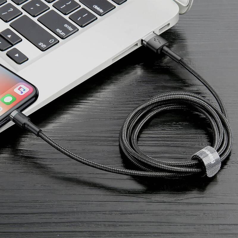 Kabel Baseus Cafule USB Lightning, 0,5m černý šedý
